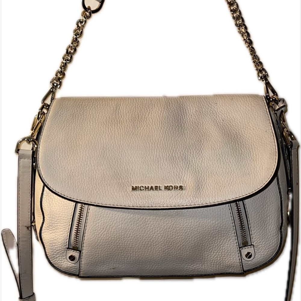 Preloved Michael Kors Cream Bedford Legacy Leather Shoulder Bag with Gold trim